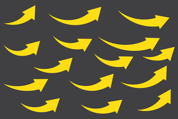Aufkleber - Yellow Curved arrow icons. curved arrows set. arrow symbol collection on Transparent Background. EPS 10.