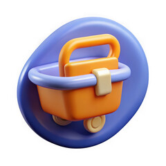 Aufkleber - 3d rendered shopping cart icon with orange and blue colors isolated on transparent background