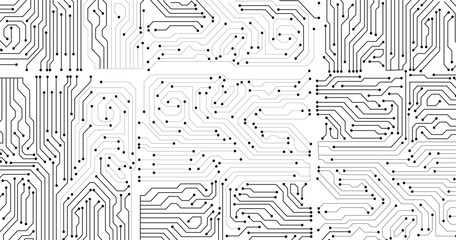 Poster - Technology circuit diagram on white background.