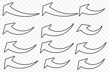 Aufkleber - White curve arrow graph with black border icon transparent background. flat style. arrow icon for web site design, logo, app, UI design