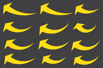 Aufkleber - Yellow Curved arrow icons. curved arrows set. arrow symbol collection on Transparent Background. EPS 10.