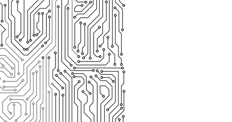 Poster - Electronics board. High tech digital data connection system concept. Circuit engineering technology. Computer electronic printed circuit board microcircuit design