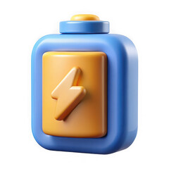 Aufkleber - 3d rendered blue battery icon with yellow lightning bolt isolated on transparent background