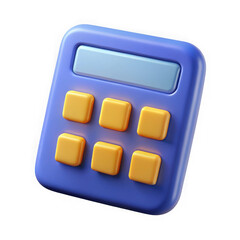 Aufkleber - Cute 3d rendered calculator with blue body and yellow buttons isolated on transparent background