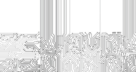 Poster - Electronics board. High tech digital data connection system concept. Circuit engineering technology. Computer electronic printed circuit board microcircuit design