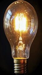 Poster - A close-up view of a light bulb on a black background, great for use in product photography or as a design element
