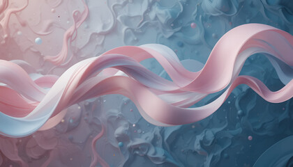 Aufkleber - A beautiful abstract flowing ribbon in pastel pinks and blues creates a modern and elegant design element on a textured background.