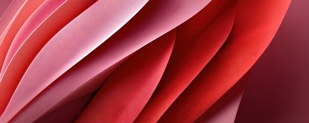 Poster - Abstract folds of pink and red tones creating dynamic smooth patterns