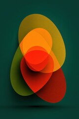 Poster - Abstract vibrant overlapping shapes graphic with green and orange tones