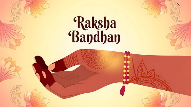 Raksha Bandhan Celebration, Indian festival of sisters and brothers, Happy Raksha Bandhan ceremony banner template design with decorative rakhi, created with generative ai