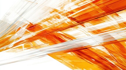 Poster - Abstract orange and gray brush strokes on white