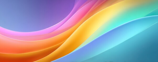 Poster - Vibrant abstract composition with flowing rainbow colored gradient waves and smooth textures