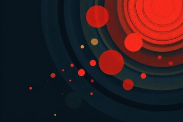 Poster - Artistic geometric design with red circles on a dark blue background