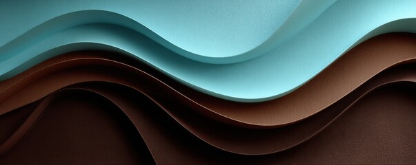 Poster - Abstract layers with blue and brown wavy patterns and textures