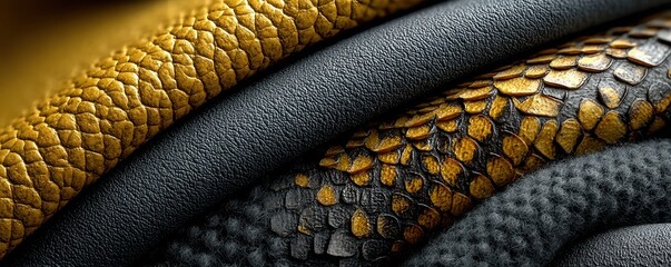Poster - Close-up of textured yellow and black surfaces in a detailed abstract pattern