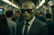 © Paula - Photorealistic illustration of Reptilian in Business Suit on Subway Commute