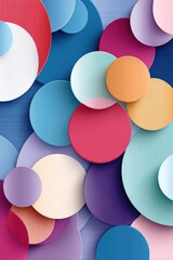 Poster - Colorful abstract pattern with overlapping geometric circular elements on textured background