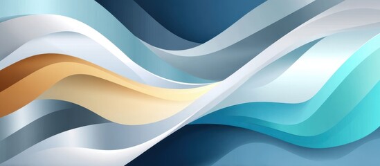 Poster - Abstract waves in gradient blue and gold with dynamic modern feel