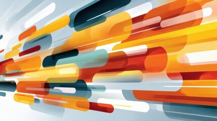 Poster - Abstract motion with vibrant colored shapes and smooth flowing lines