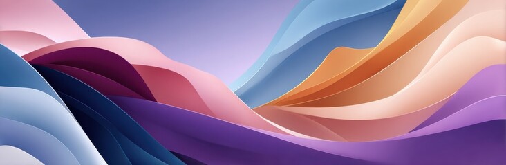 Poster - Abstract gradient waves with diverse colors in a minimalist composition