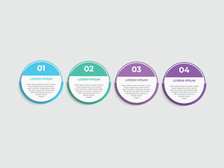Aufkleber - Chart infographic 4 point with round box and circle badge on center with horizontal direction for slide presentation