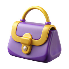 Aufkleber - 3d render of purple and yellow handbag isolated on transparent background