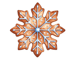 Wall Mural - Magnificent closeup of a delicate blue snowflake on pristine snowcovered background