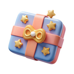 Poster - Cute cartoon gift box 3d render isolated on transparent background