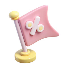 Aufkleber - Pink percentage flag 3d render isolated on transparent background