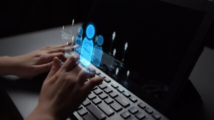 Poster - People networking, business connections, digital networking platforms, professional collaboration, and expanding opportunities through business relationship building and engagement. Muxer