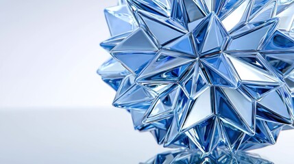 Poster - Faceted blue sphere, sharp geometry, reflective surface
