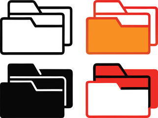 Fototapete - Minimalist Vector Folder Icons in Multiple Color Styles – Document Organizer Symbol Set