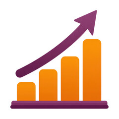 Poster - Bar chart with upward trending arrow showing growth and progress isolated on transparent background