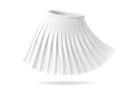 White pleated skirt, elegant women's fashion, isolated on transparent background
