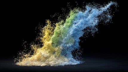 Poster - Abstract Colorful Particle Explosion on Black Background