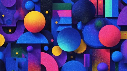 Poster - Abstract shapes in vibrant neon colors