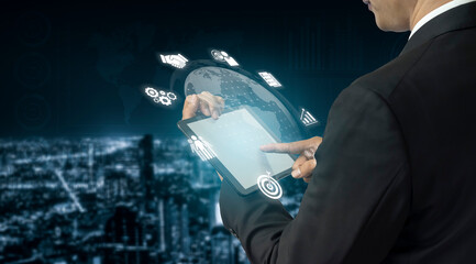Poster - Global marketing and finance strategy supports business expansion through international planning, digital tools, and cross-border marketing for global success. Vouch