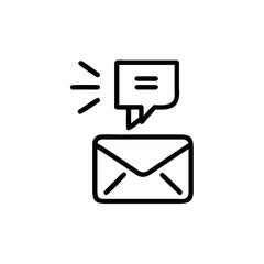 Poster - Envelope icon with speech bubble radiating lines on mail message