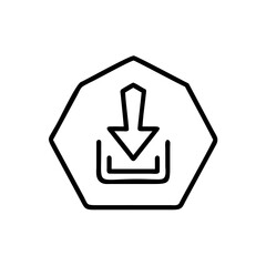 Poster - Download icon inside a outlined octagon shape on a Handdrawn arrow