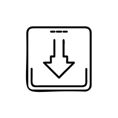 Poster - Handdrawn download icon with arrow inside a square frame on symbol graphic