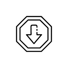 Fototapete - Road sign with a downward arrow inside an octagon shape on a direction