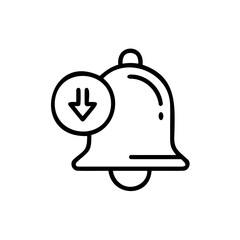 Poster - Outlined bell icon with a downward arrow inside a circle on a notification alert