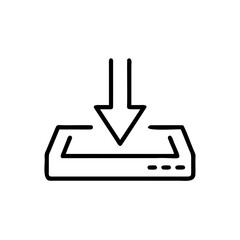 Poster - Handdrawn download icon with arrow pointing down into a rectangular box on graphic