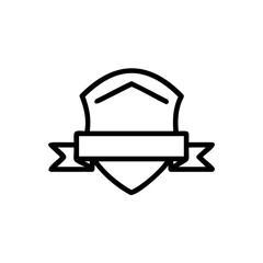 Fototapete - Shield emblem with banner ribbon arrow symbol on badge