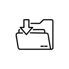 Poster - Outline icon a folder with a downward arrow representing file download on vector
