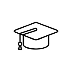 Poster - Outline graduation cap on with tassel square mortarboard education