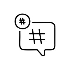 Poster - Handdrawn hashtag symbol in a speech bubble circle on vector
