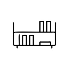 Fototapete - Handdrawn bookshelf with rectangular shelves vertical supports on storage furniture
