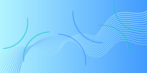 Poster - Abstract simple line and transparent wave shape blue banner background design.