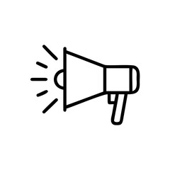 Poster - Outline megaphone with sound waves on a simple graphic announcement communication